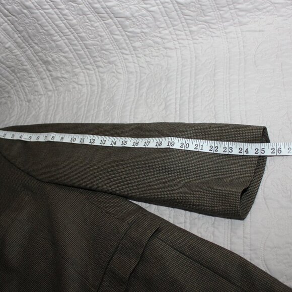 Lauren Ralph Lauren Mens Wool Suit Jacket Sport Coat Green Brown Houndstooth 48R - Picture 11 of 13
